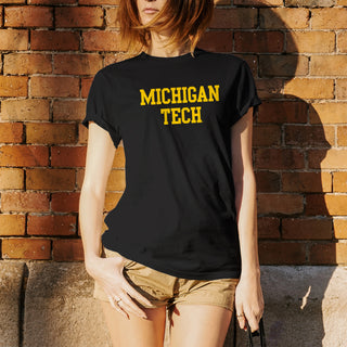 Michigan Technological University Huskies Basic Block Cotton T-Shirt - Black