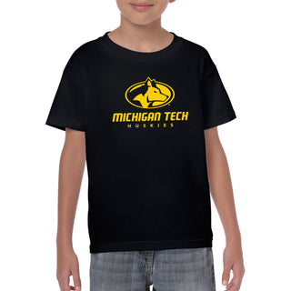 Michigan Technological University Huskies Primary Logo Cotton Youth T-Shirt - Black