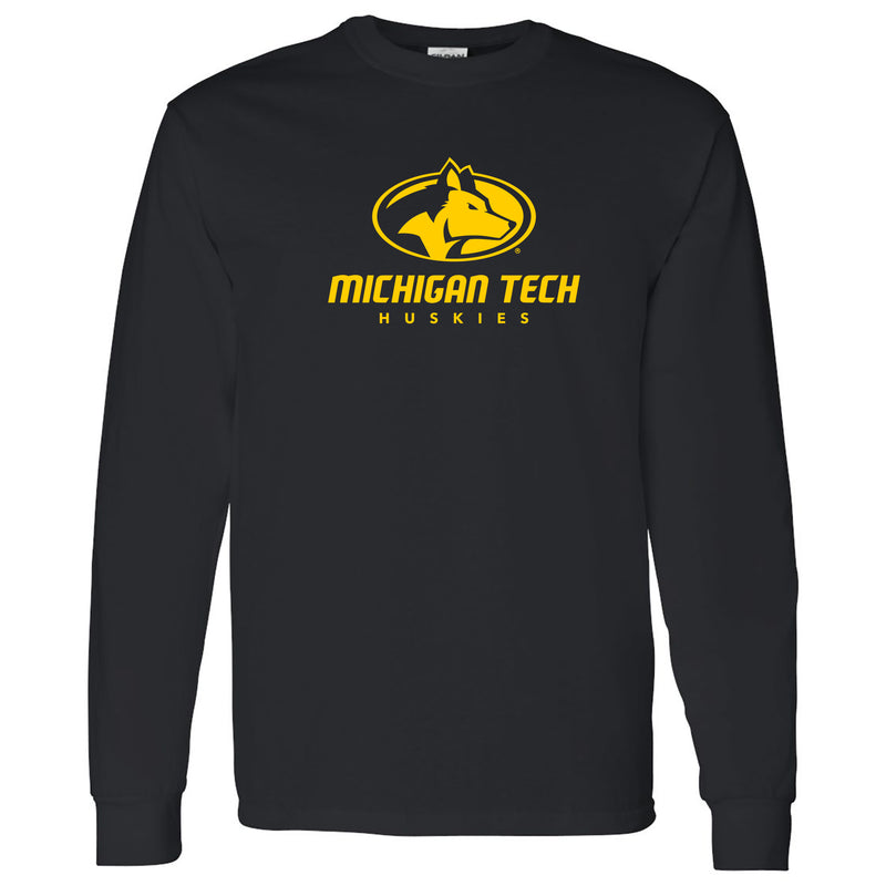 Michigan Technological University Huskies Primary Logo Cotton Long Sleeve T-Shirt - Black