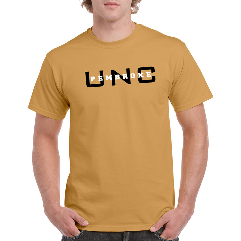 UNC Pembroke Braves Basic Block T Shirt - Old Gold