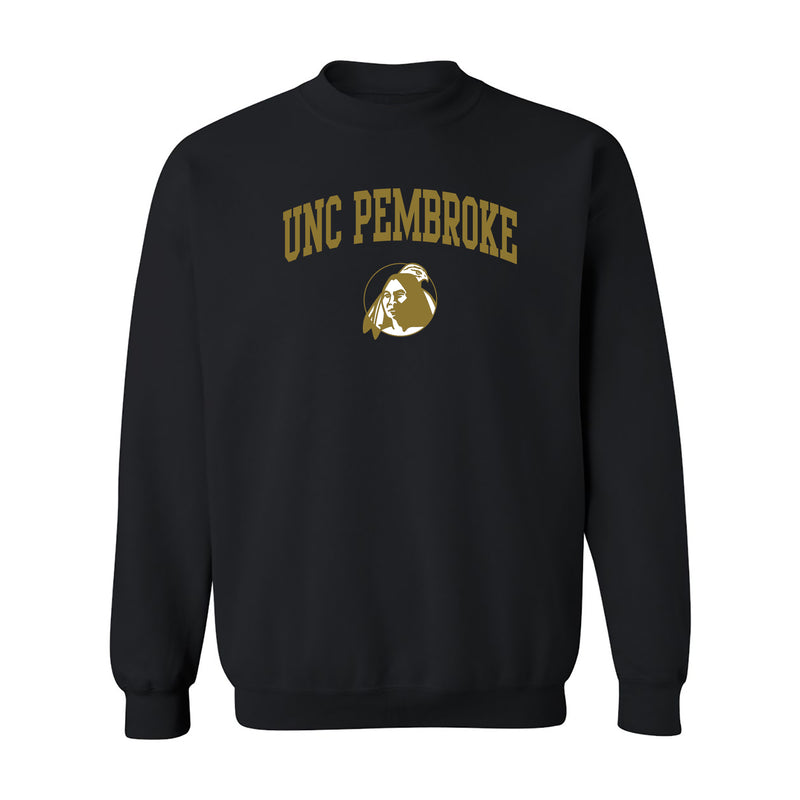 UNC Pembroke Braves Arch Logo Crewneck Sweatshirt - Black