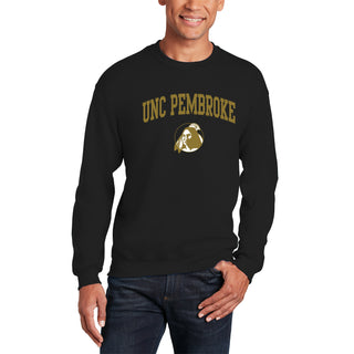 UNC Pembroke Braves Arch Logo Crewneck Sweatshirt - Black