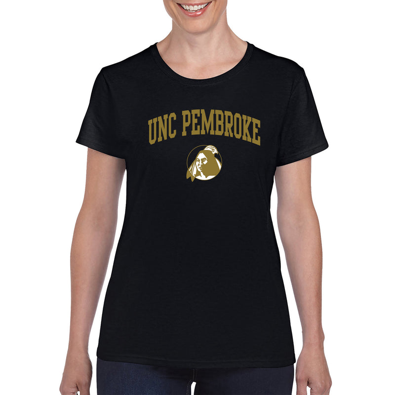 UNC Pembroke Braves Arch Logo Womens T Shirt - Black