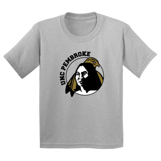 UNC Pembroke Braves Primary Logo Youth T Shirt - Sport Grey