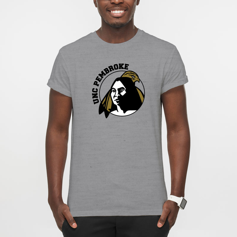 UNC Pembroke Braves Primary Logo T Shirt - Sport Grey