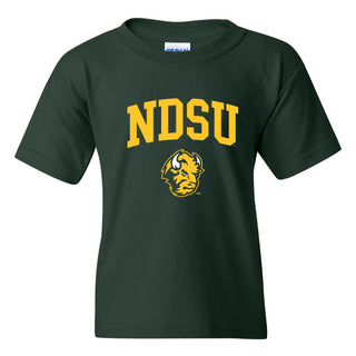 North Dakota State University Bison Arch Logo Short Sleeve Youth T Shirt - Forest