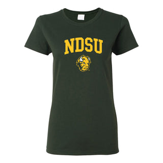 North Dakota State University Bison Arch Logo Short Sleeve Women's T Shirt - Forest