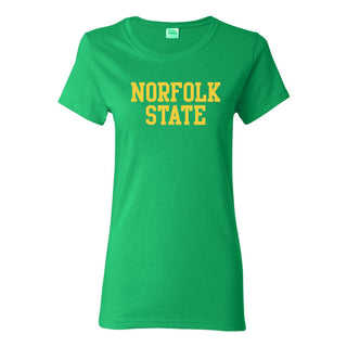 Norfolk State University Spartans Basic Block Womens Short Sleeve T Shirt - Irish Green