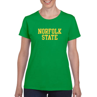 Norfolk State University Spartans Basic Block Womens Short Sleeve T Shirt - Irish Green