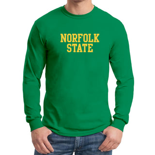 Norfolk State University Spartans Basic Block Long Sleeve T Shirt - Irish Green