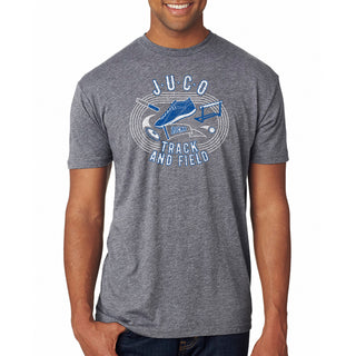 NJCAA JUCO Track and Field Emblem - Junior College Athletics Triblend T Shirt - Premium Heather