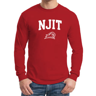 New Jersey Institute of Technology Arch Logo Long Sleeve T Shirt - Red