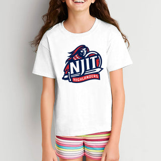 New Jersey Institute of Technology Primary Logo Short Sleeve Youth T Shirt - White