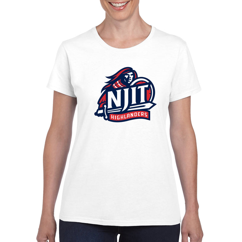 New Jersey Institute of Technology Primary Logo Short Sleeve Womens T-Shirt - White