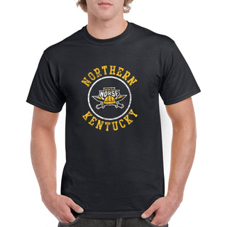 Northern Kentucky University Norse Distressed Circle Logo Short Sleeve T Shirt - Black