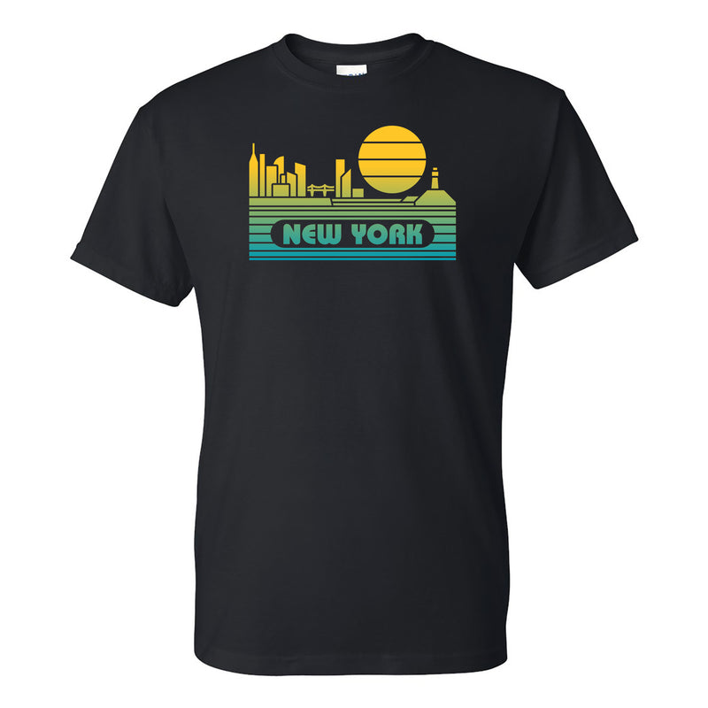 New York Groovy Sunset T-Shirt - Black