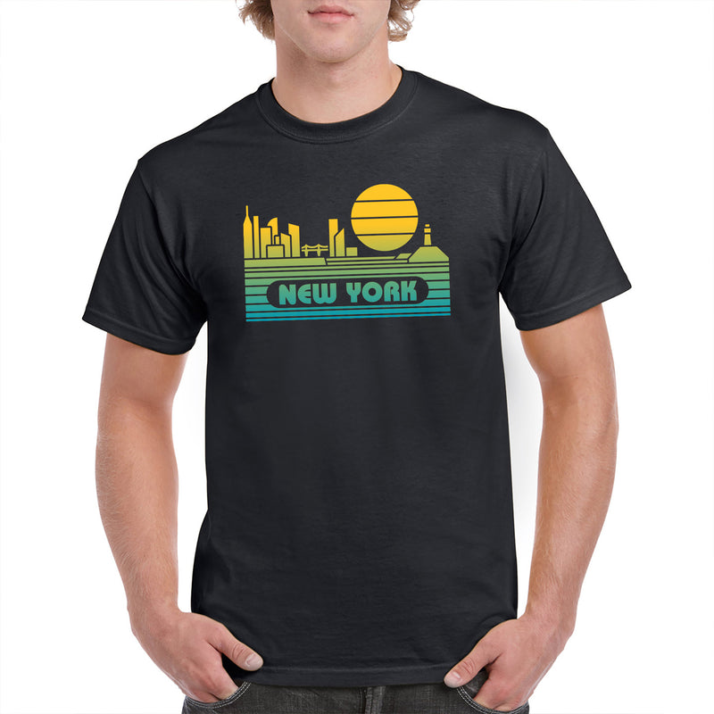 New York Groovy Sunset T-Shirt - Black