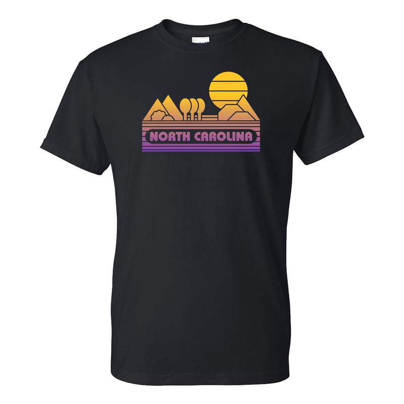 North Carolina Groovy Sunset T-Shirt - Black