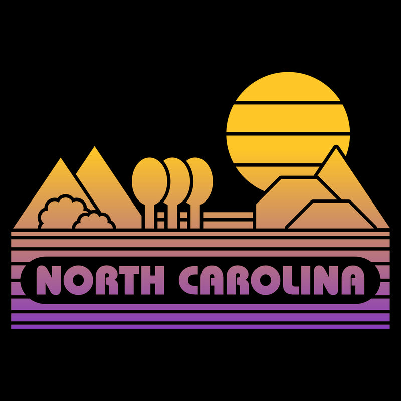 North Carolina Groovy Sunset T-Shirt - Black