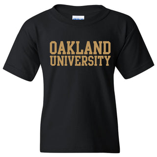 Oakland University Golden Grizzlies Basic Block Short Sleeve Youth T Shirt - Black