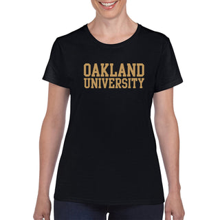 Oakland University Golden Grizzlies Basic Block Short Sleeve Womens T Shirt - Black