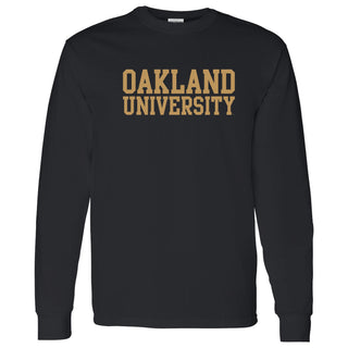 Oakland University Golden Grizzlies Basic Block Long Sleeve T Shirt - Black