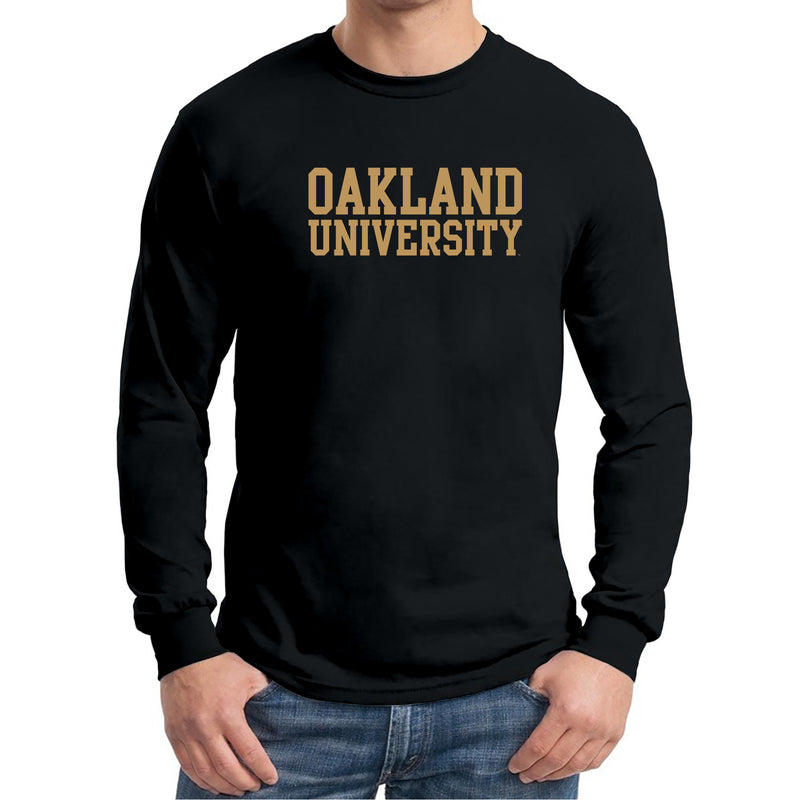 Oakland University Golden Grizzlies Basic Block Long Sleeve T Shirt - Black