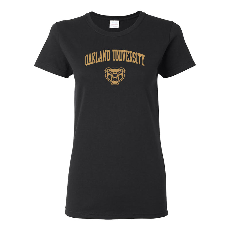 Oakland University Golden Grizzlies Arch Logo Short Sleeve Womens T Shirt - Black