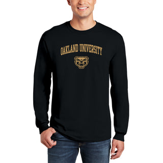 Oakland University Golden Grizzlies Arch Logo Long Sleeve T Shirt - Black