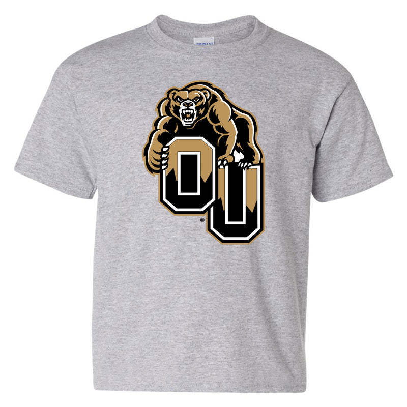 Oakland University Golden Grizzlies Primary Logo Short Sleeve Youth T Shirt - Sport Grey