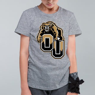 Oakland University Golden Grizzlies Primary Logo Short Sleeve Youth T Shirt - Sport Grey