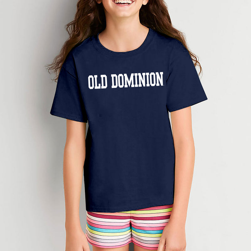 Old Dominion University Monarchs Basic Block Youth Short Sleeve T Shirt - Navy