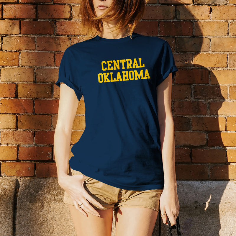 Central Oklahoma University Bronchos Basic Block Short Sleeve T Shirt - Navy