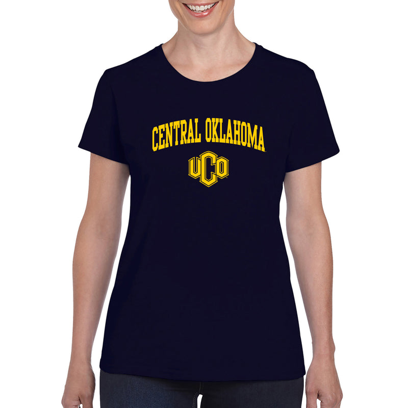 Central Oklahoma University Bronchos Arch Logo Women's Short Sleeve T Shirt - Navy
