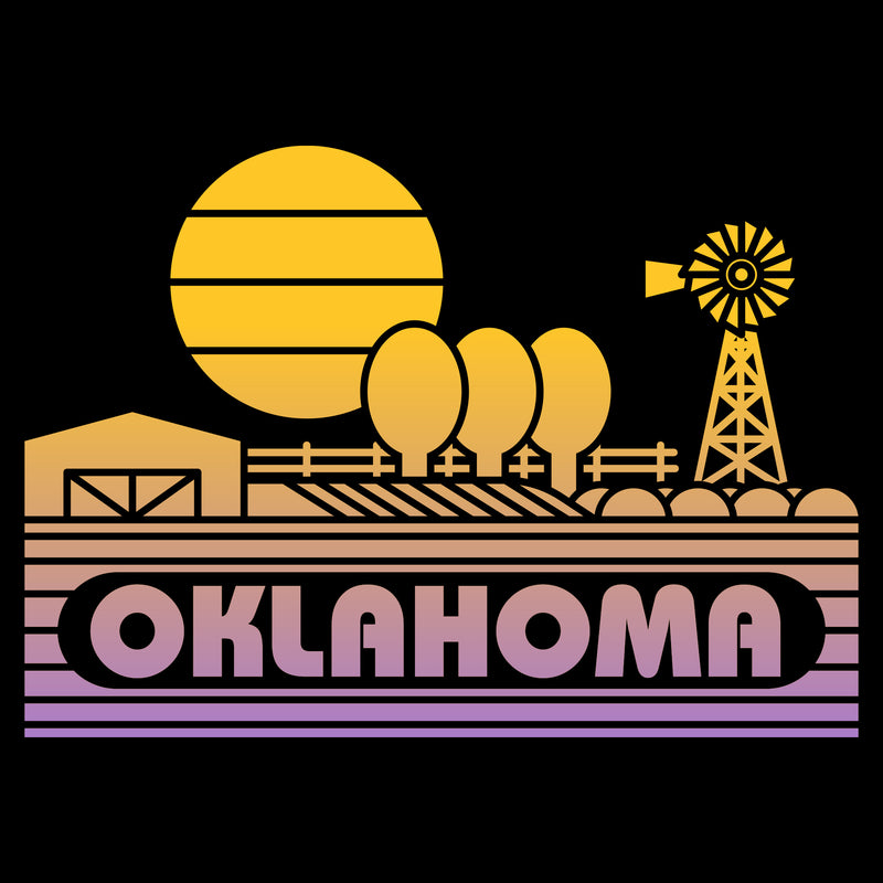 Oklahoma Groovy Sunset T-Shirt - Black