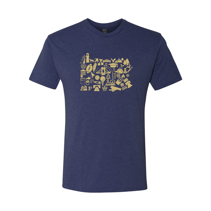 Pennsylvania State Shapes Short Sleeve T Shirt - Vintage Navy