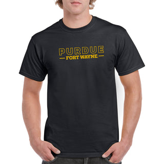 Purdue University Fort Wayne Mastodons Basic Block Short Sleeve T Shirt - Black