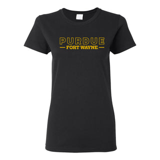 Purdue University Fort Wayne Mastodons Basic Block Womens Short Sleeve T Shirt - Black