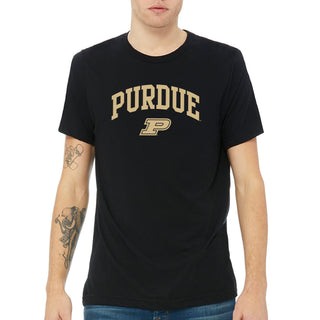 Purdue University Boilermakers Arch Logo Next Level Short Sleeve T Shirt - Black