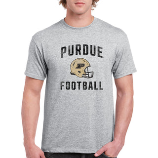 Purdue University Boilermakers Faded Football Helmet Basic Cotton Short Sleeve T Shirt - Sport Grey