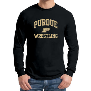 Purdue University Boilermakers Arch Logo Wrestling Long Sleeve T Shirt - Black