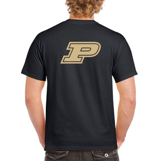 Purdue University Boilermakers Front Back Print Short Sleeve T Shirt - Black