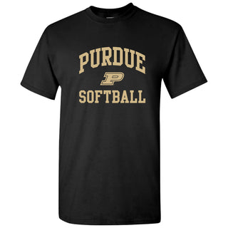 Purdue University Boilermakers Arch Logo Softball Short Sleeve T Shirt - Black