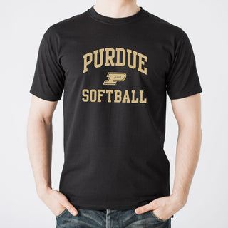 Purdue University Boilermakers Arch Logo Softball Short Sleeve T Shirt - Black