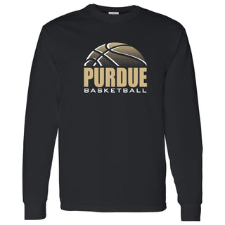 Purdue University Boilermakers Basketball Shadow Long Sleeve T Shirt- Black