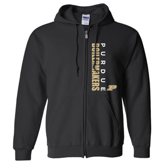 Purdue University Boilermakers Vertical Block Left Chest Full-Zip Hoodie - Black