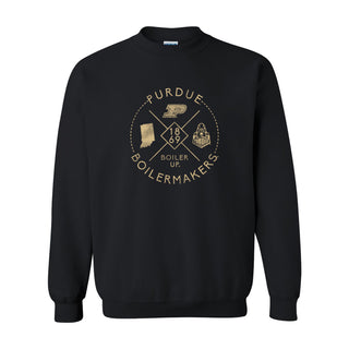 Purdue University Boilermakers Identity Stamp Heavy Blend Crewneck Sweatshirt - Black