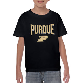 Purdue University Boilermakers Statement Block Youth Short Sleeve T-Shirt - Black