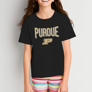 Purdue University Boilermakers Statement Block Youth Short Sleeve T-Shirt - Black