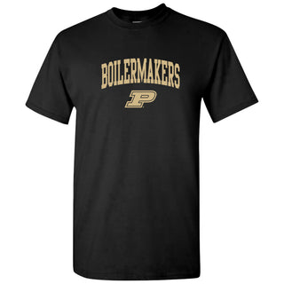 Purdue University Boilermakers Mascot Arch Logo Short Sleeve T Shirt - Black